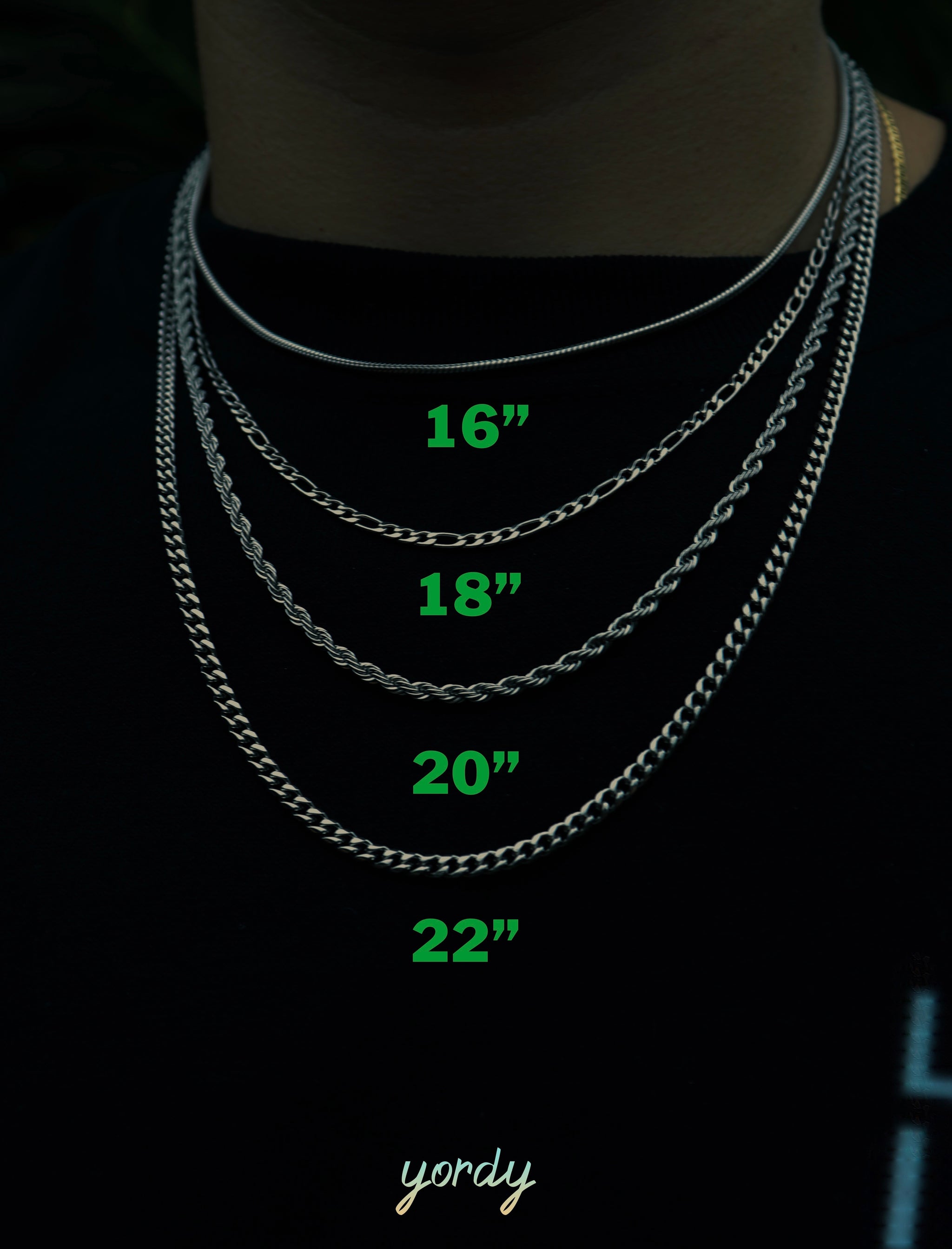 Silver Figaro Chain - Fashion Jewelry by Yordy.